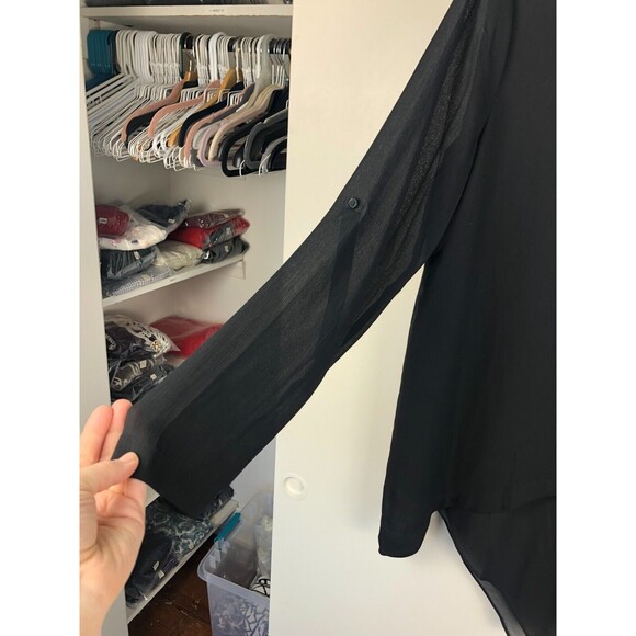 Soft Surroundings Women's M Tunic Top Black Scoop Neck Asymmetric Layered - Picture 2 of 9